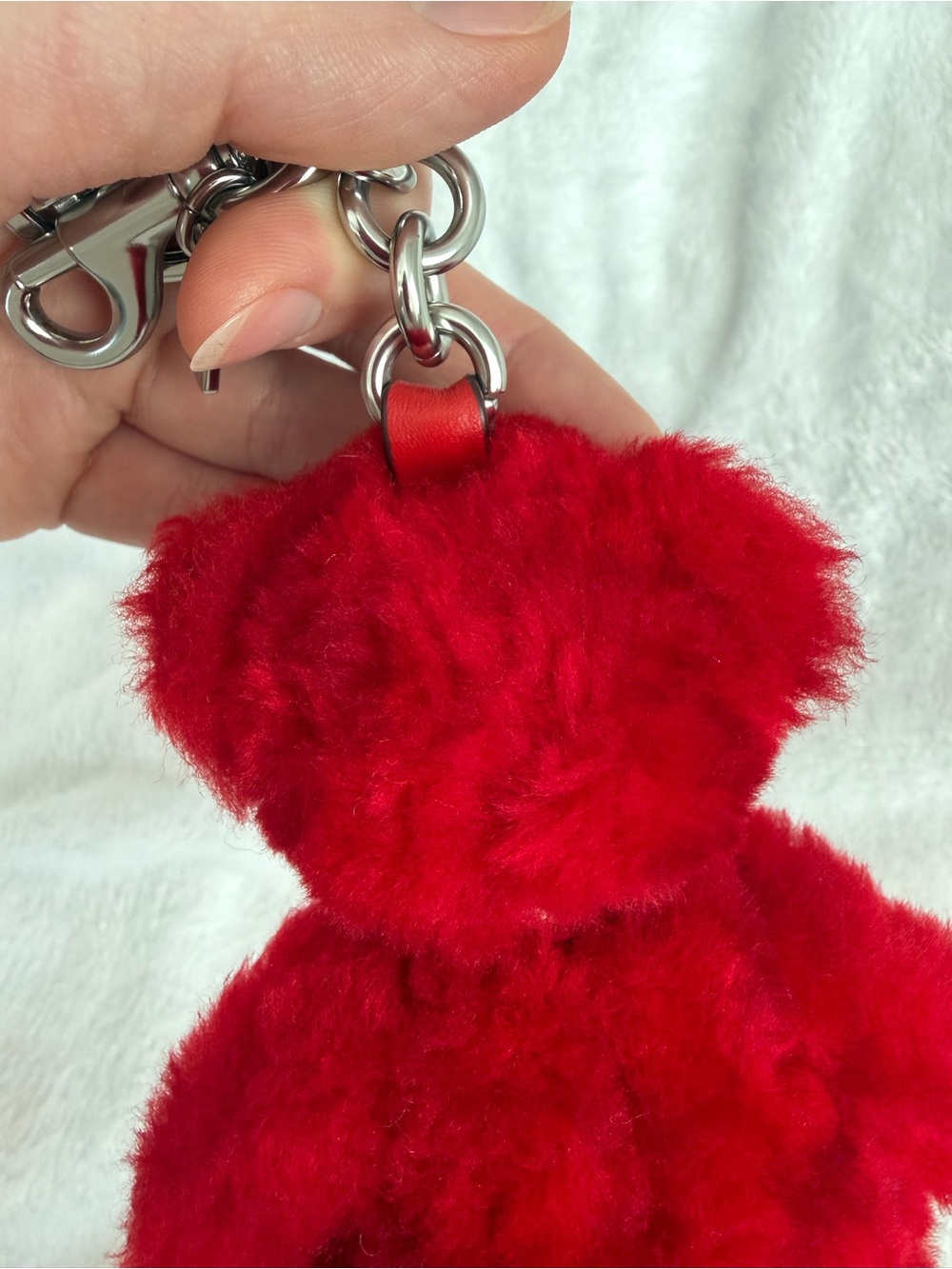 Coach EUC Sherpa Shearling Teddy Keychain Bag Charm - Picture 6 of 7